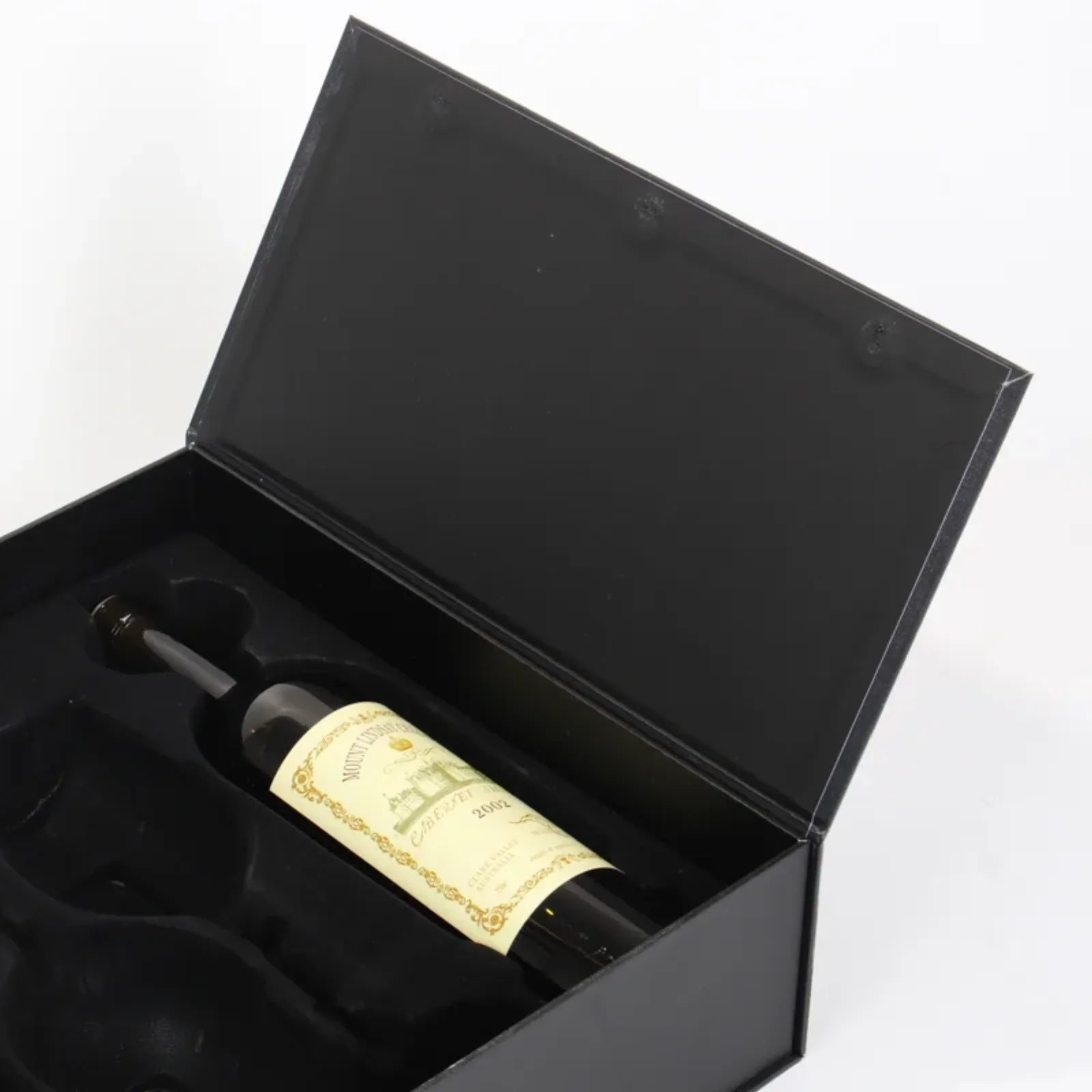 2-Bottle Wine Glass Set Gift Box with Double Doors